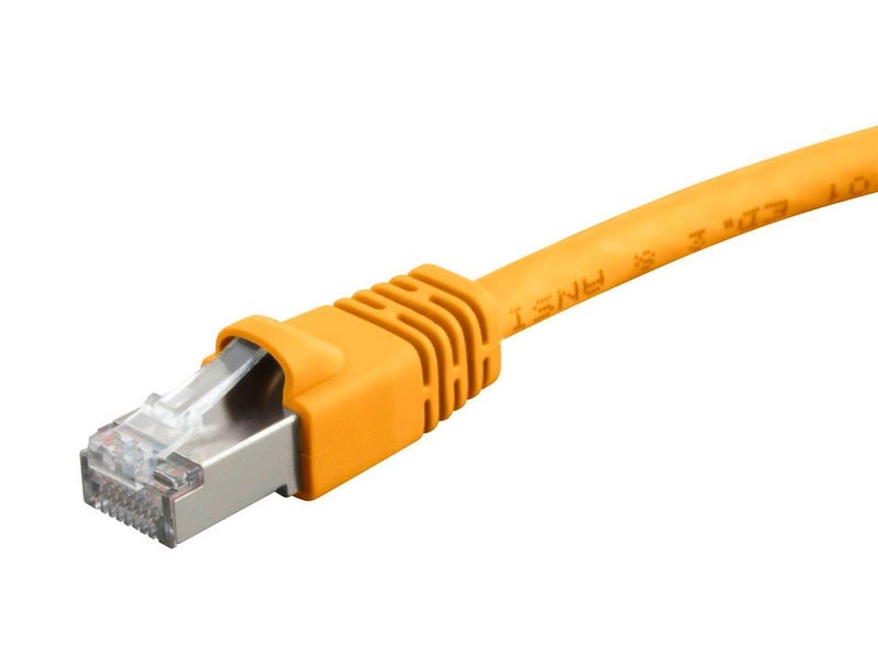 Monoprice - 124341 Cat6A Ethernet Patch Cable - Network Internet Cord - RJ45, 550Mhz, STP, Pure Bare Copper Wire, 10G, 26AWG, 3ft, Yellow - Image 1